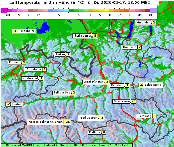 Temperatur, 17. 2. 2026