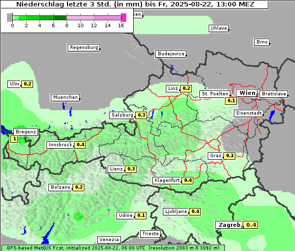 Niederschlag, 22. 8. 2025