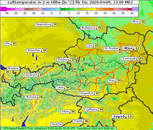 Temperatur, 9. 4. 2026