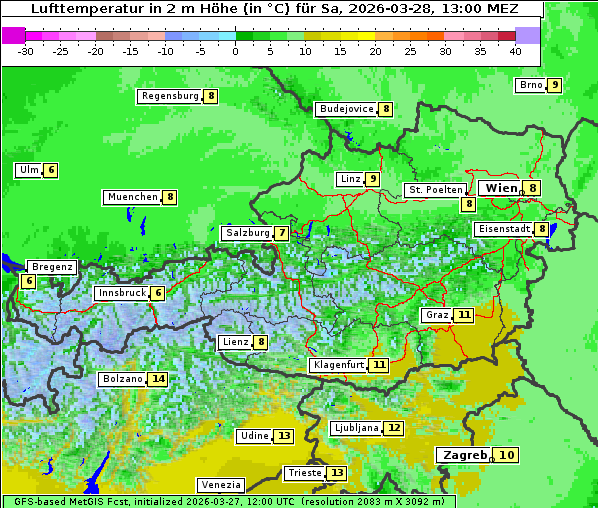 Temperatur, 28. 3. 2026