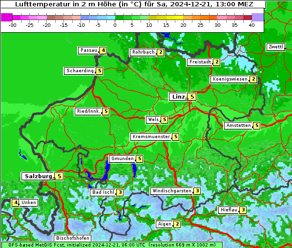 Temperatur, 21. 12. 2024