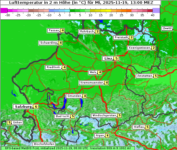 Temperatur, 19. 11. 2025