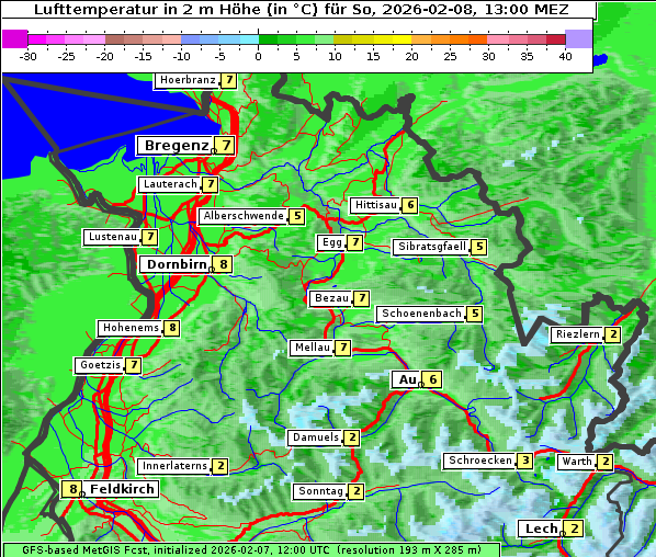 Temperatur, 8. 2. 2026