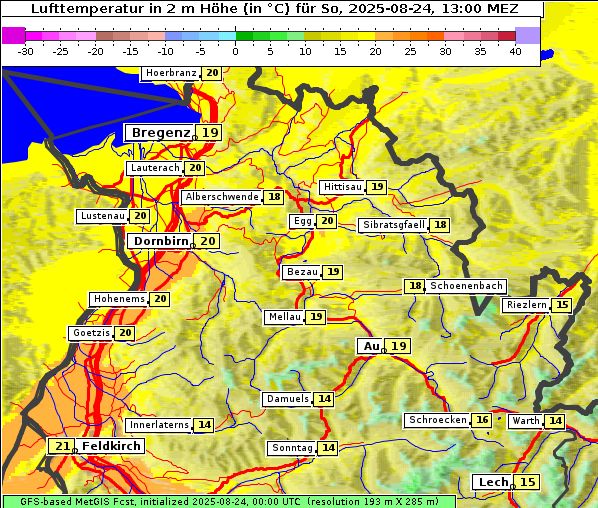 Temperatur, 24. 8. 2025