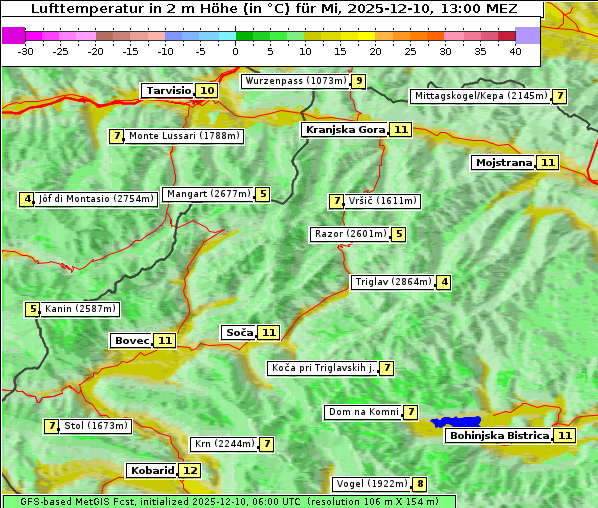Temperatur, 10. 12. 2025