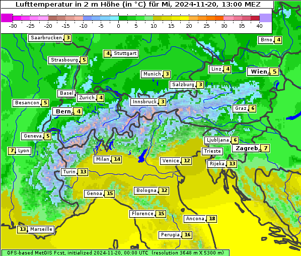 Temperatur, 20. 11. 2024