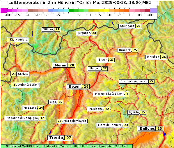 Temperatur, 18. 8. 2025
