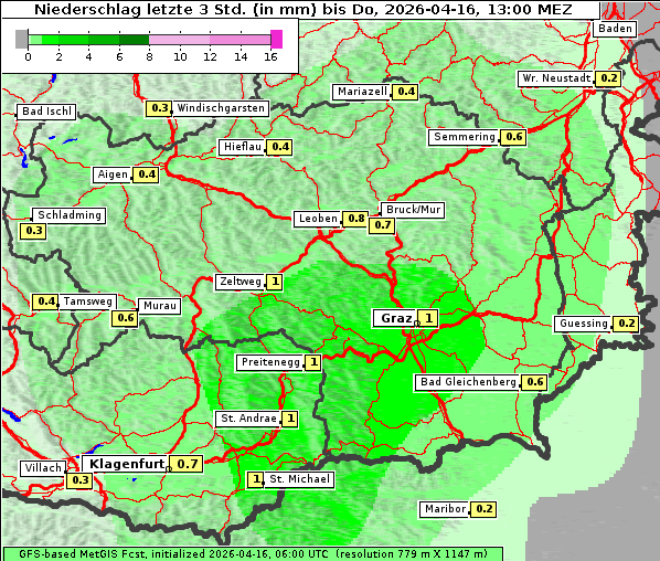 Niederschlag, 16. 4. 2026