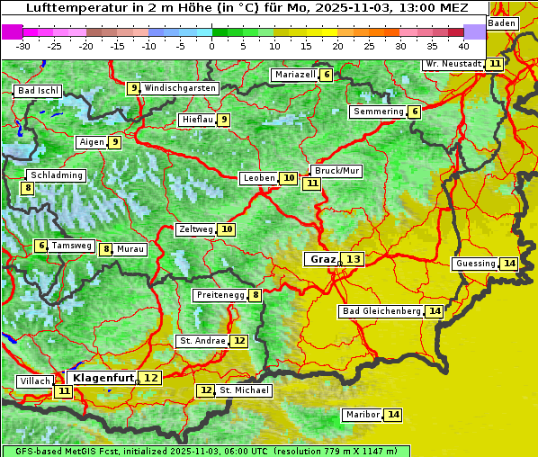 Temperatur, 3. 11. 2025