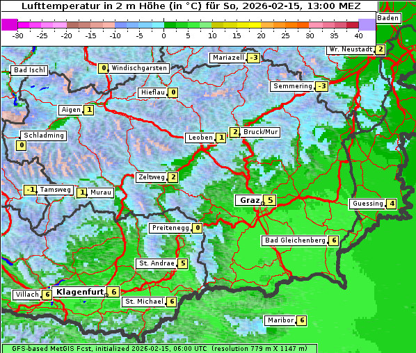Temperatur, 15. 2. 2026