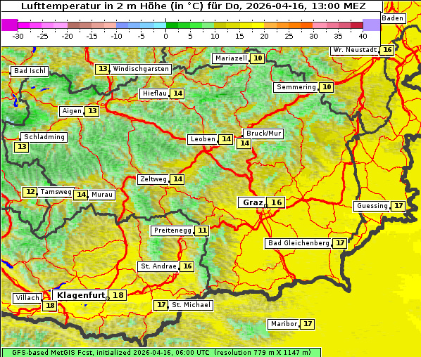 Temperatur, 16. 4. 2026