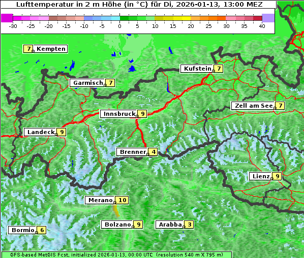 Temperatur, 13. 1. 2026