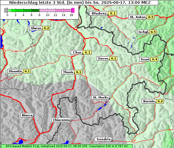 Niederschlag, 17. 8. 2025