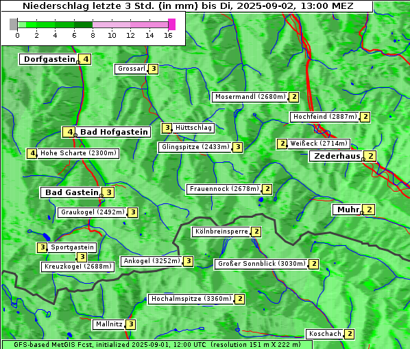 Niederschlag, 2. 9. 2025