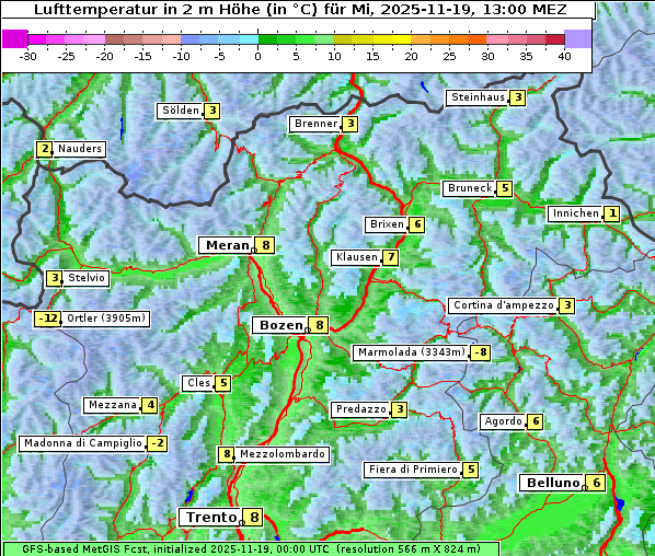 Temperatur, 19. 11. 2025