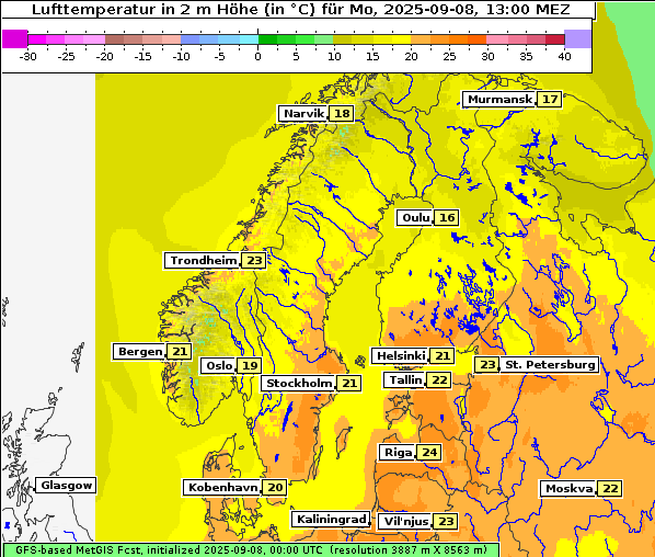 Temperatur, 8. 9. 2025