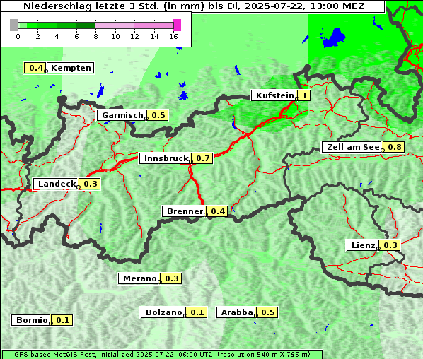 Niederschlag, 22. 7. 2025