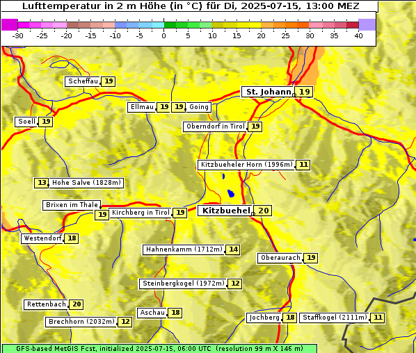 Temperatur, 15. 7. 2025