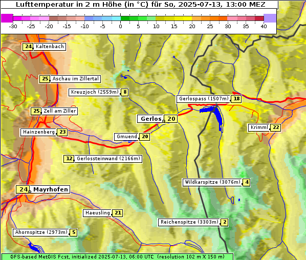 Temperatur, 13. 7. 2025