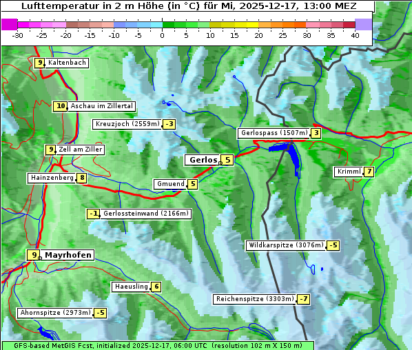 Temperatur, 17. 12. 2025