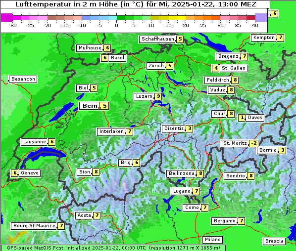 Temperatur, 22. 1. 2025