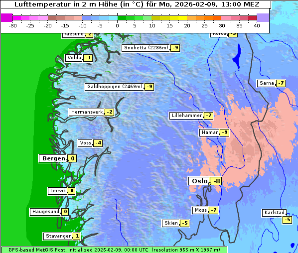 Temperatur, 9. 2. 2026