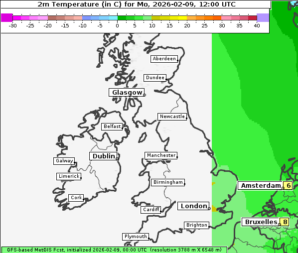 Temperatur, 9. 2. 2026