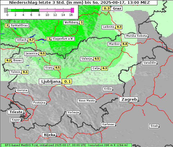 Niederschlag, 17. 8. 2025