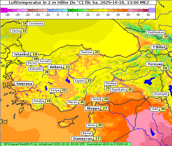 Temperatur, 18. 10. 2025