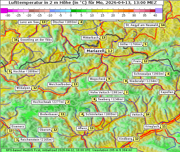 Temperatur, 13. 4. 2026