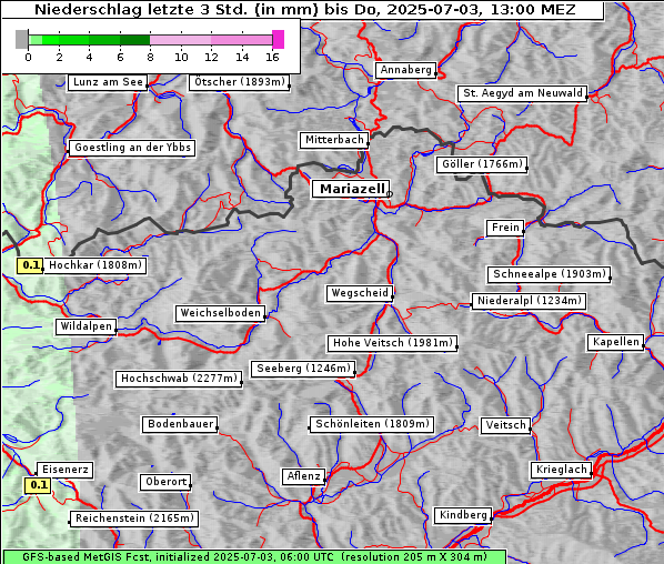 Niederschlag, 3. 7. 2025