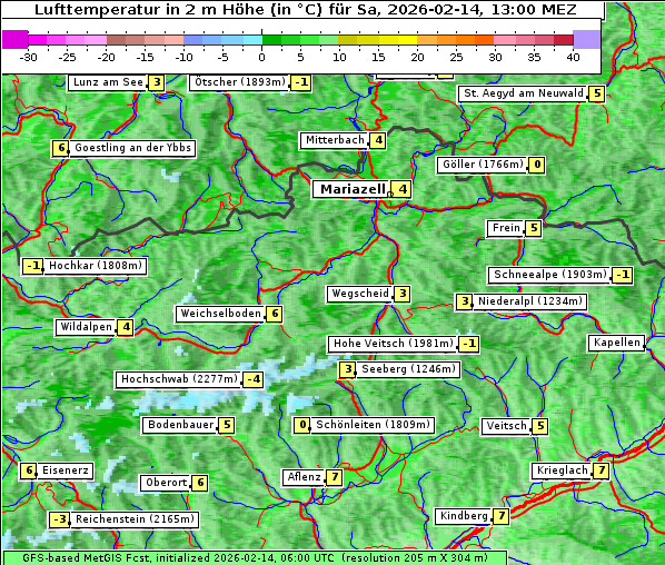 Temperatur, 14. 2. 2026