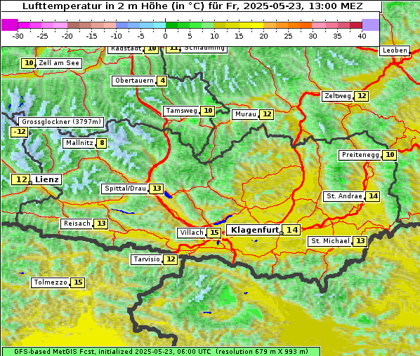 Temperatur, 23. 5. 2025