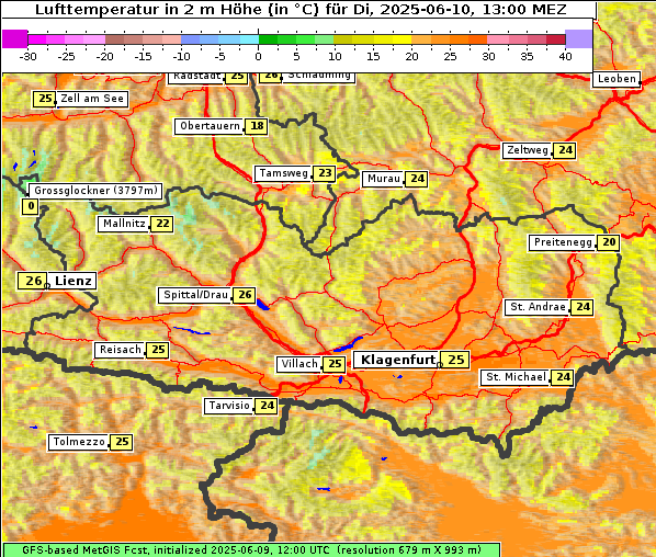 Temperatur, 10. 6. 2025