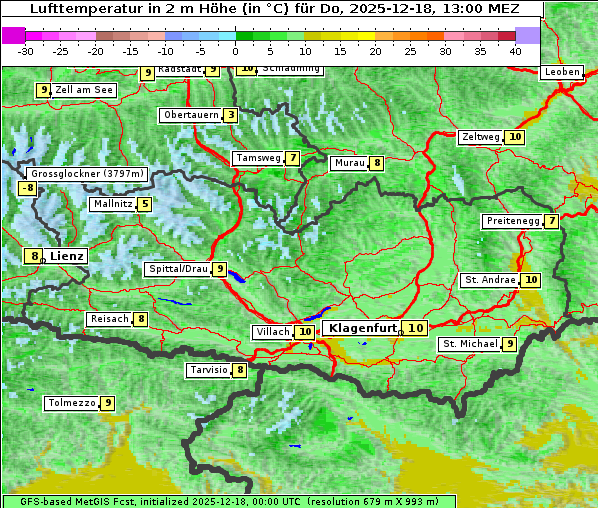 Temperatur, 18. 12. 2025