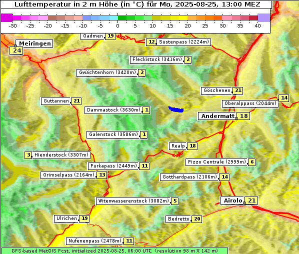 Temperatur, 25. 8. 2025