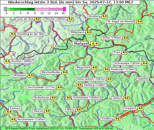 Niederschlag, 12. 7. 2025