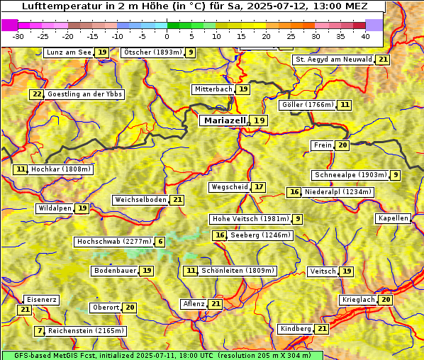 Temperatur, 12. 7. 2025