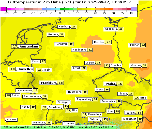 Temperatur, 12. 9. 2025