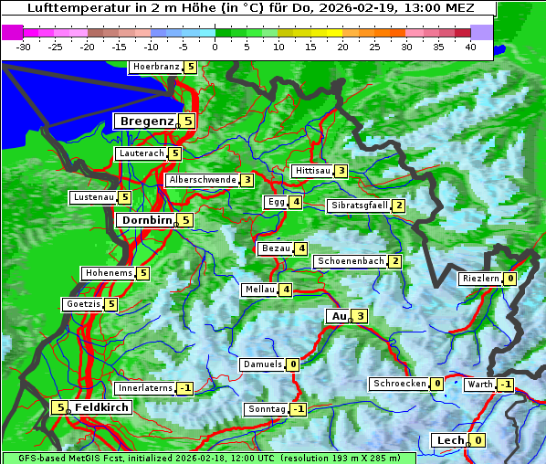 Temperatur, 19. 2. 2026