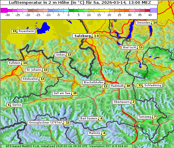 Temperatur, 14. 3. 2026