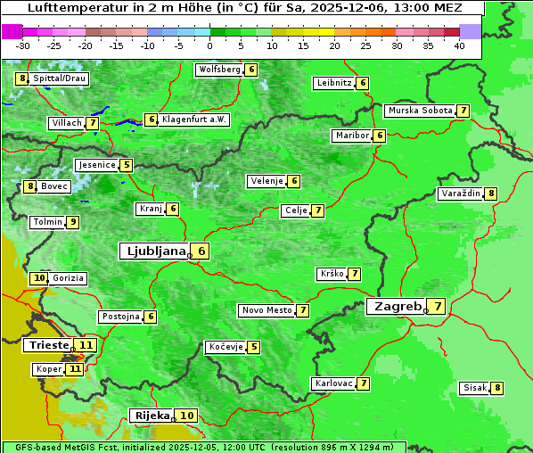Temperatur, 6. 12. 2025