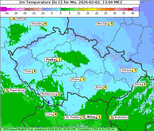 Temperatur, 2. 2. 2026