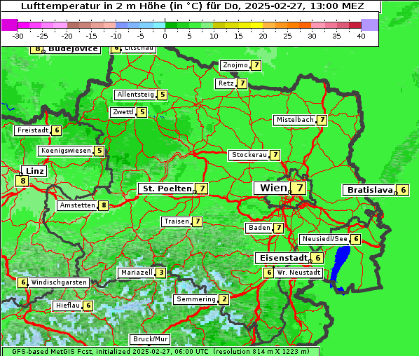 Temperatur, 27. 2. 2025