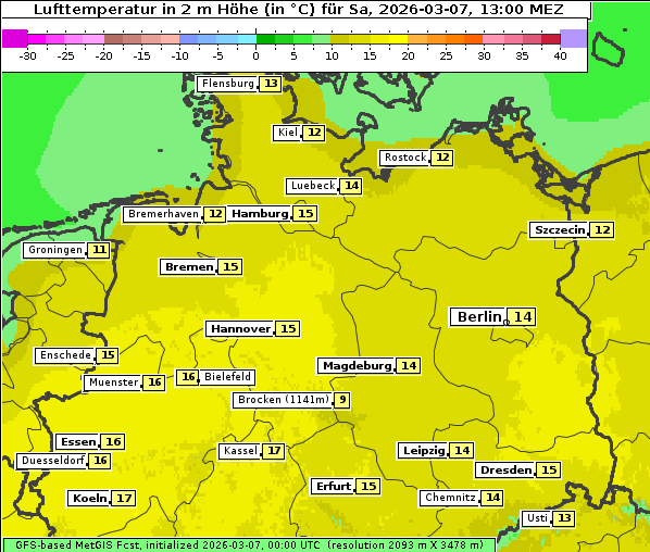 Temperatur, 7. 3. 2026