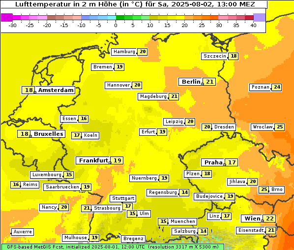 Temperatur, 2. 8. 2025