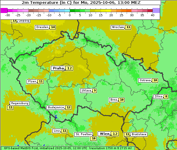 Temperatur, 6. 10. 2025