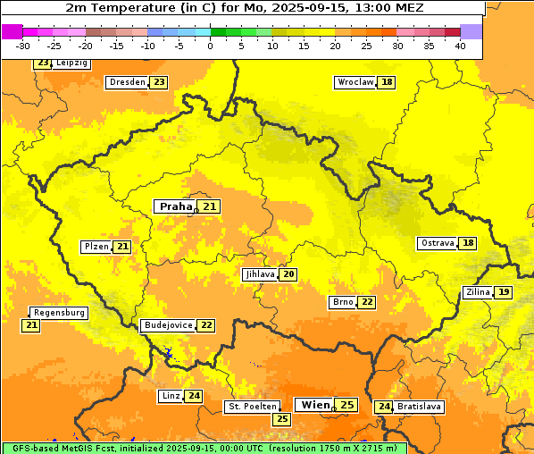 Temperatur, 15. 9. 2025