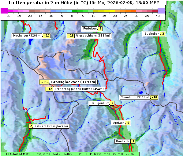 Temperatur, 9. 2. 2026