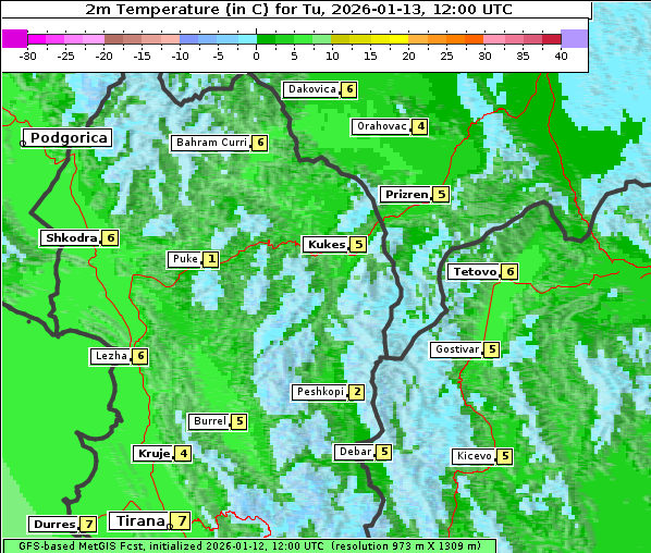 Temperatur, 13. 1. 2026